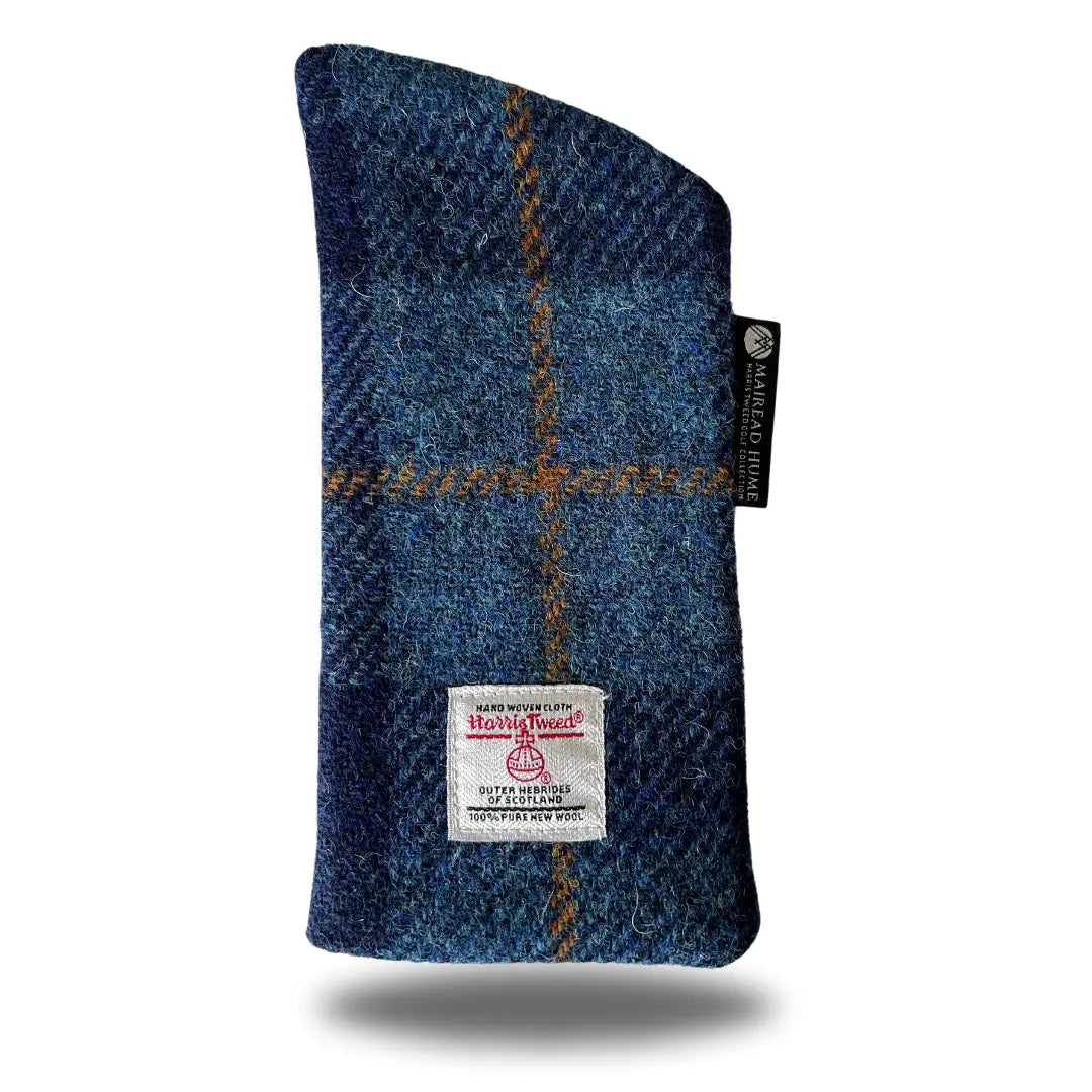 Sunglass Case with Velvet Lining in Navy Blue Harris Tweed®