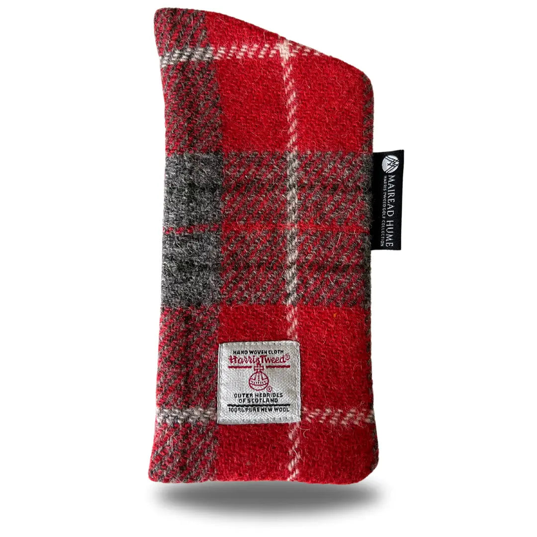 Sunglass Case with Velvet Lining in Red Tartan Harris Tweed®