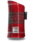 Sunglass Case with Velvet Lining in Red Tartan Harris Tweed®