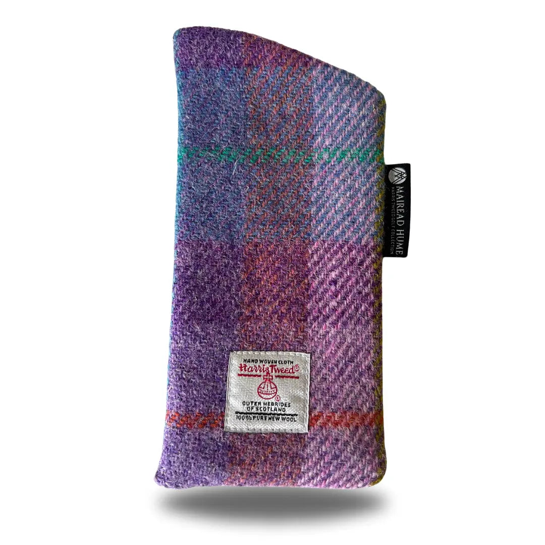 Sunglass Case with Velvet Lining in Purple Check Harris Tweed®