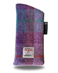 Sunglass Case with Velvet Lining in Purple Check Harris Tweed®