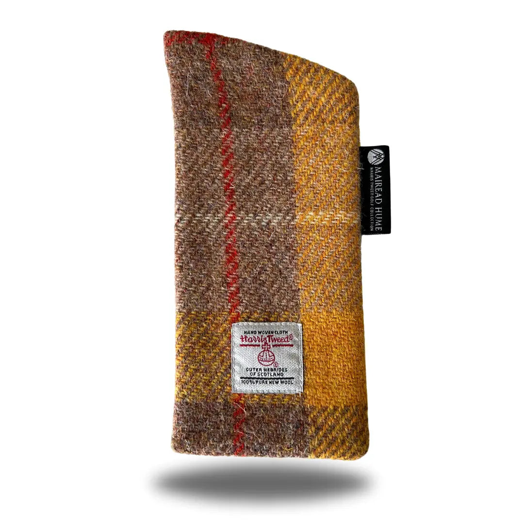 Sunglass Case with Velvet Lining in Yellow Check Harris Tweed®