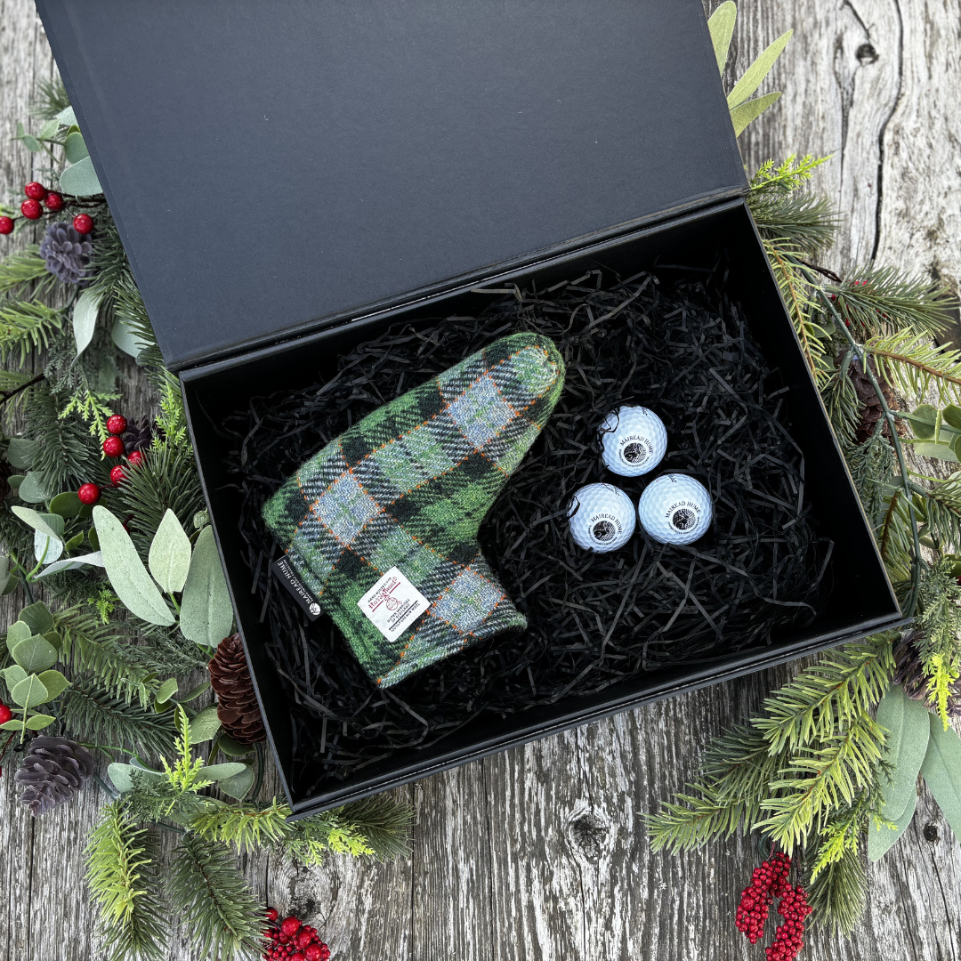 XmasGift Box - Par - Green Check Harris Tweed