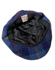 Flat Cap in Navy Blue Check Harris Tweed®